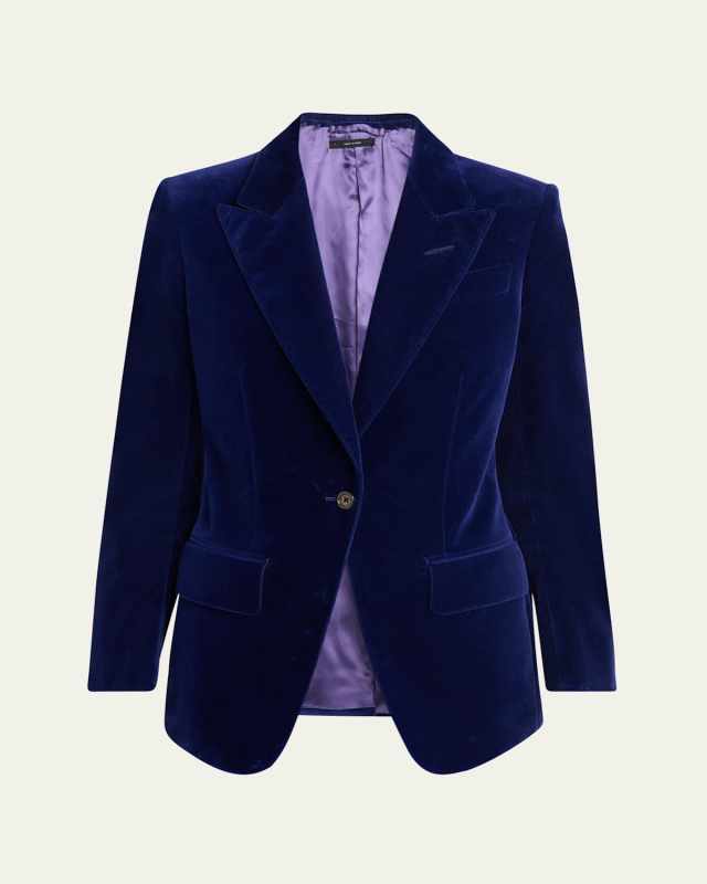 Single-Breasted Velvet Blazer